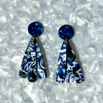 acrylic flower Petal Drop Earrings in navy blue