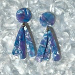 acrylic flower Petal Drop Earrings in periwinkle, blue, purple