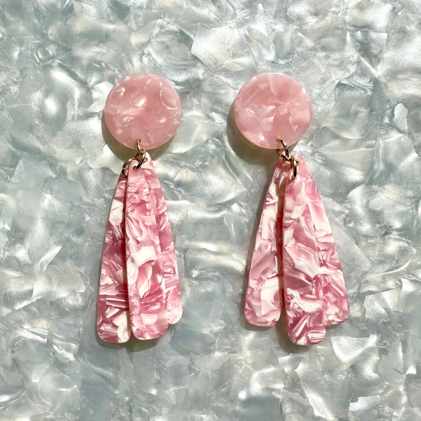 acrylic flower Petal Drop Earrings in pink