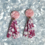 acrylic flower Petal Drop Earrings in pink, purple and white