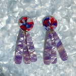 acrylic flower Petal Drop Earrings in purple and red