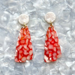 acrylic flower Petal Drop Earrings in red and white