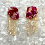 Shield Fringe Earrings in Charged Up Cherry