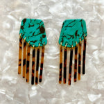 Shield Fringe Earrings in Turquoise