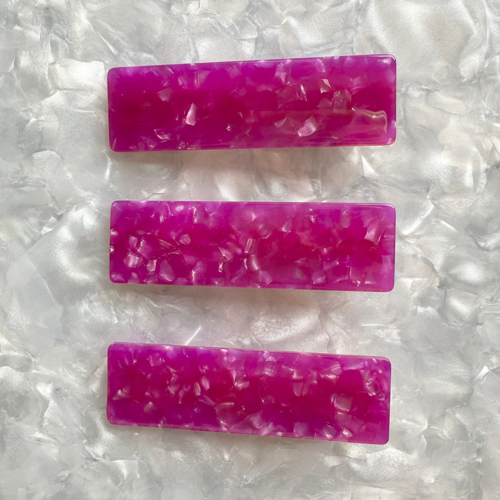 Hair Clip Trio in Electric Grape