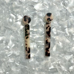 acrylic matchstick earrings in black and white tortoise