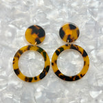 acrylic open circle drop earring in Tortoise