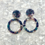 Open Circle Drop Earrings in River of Blues