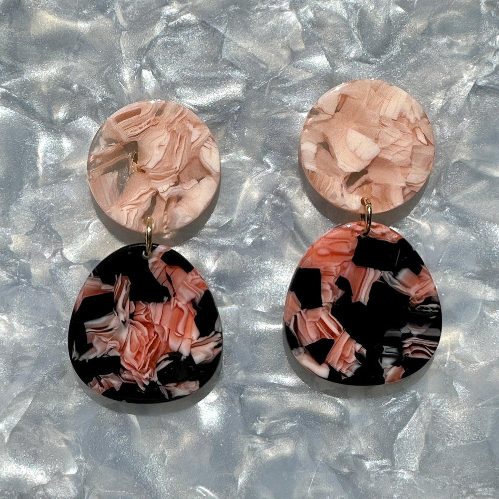 Organic Circle Drop Earrings in Pink Panther