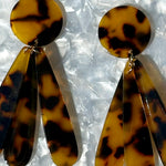 close up of acrylic flower Petal Drop Earrings in tortoise