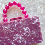 clutch purse with beaded handle in grape purple acrylic_interior