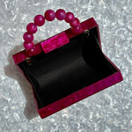 clutch purse with beaded handle in magenta pink acrylic_interior