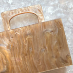 clutch purse with handle in beige acrylic_interior