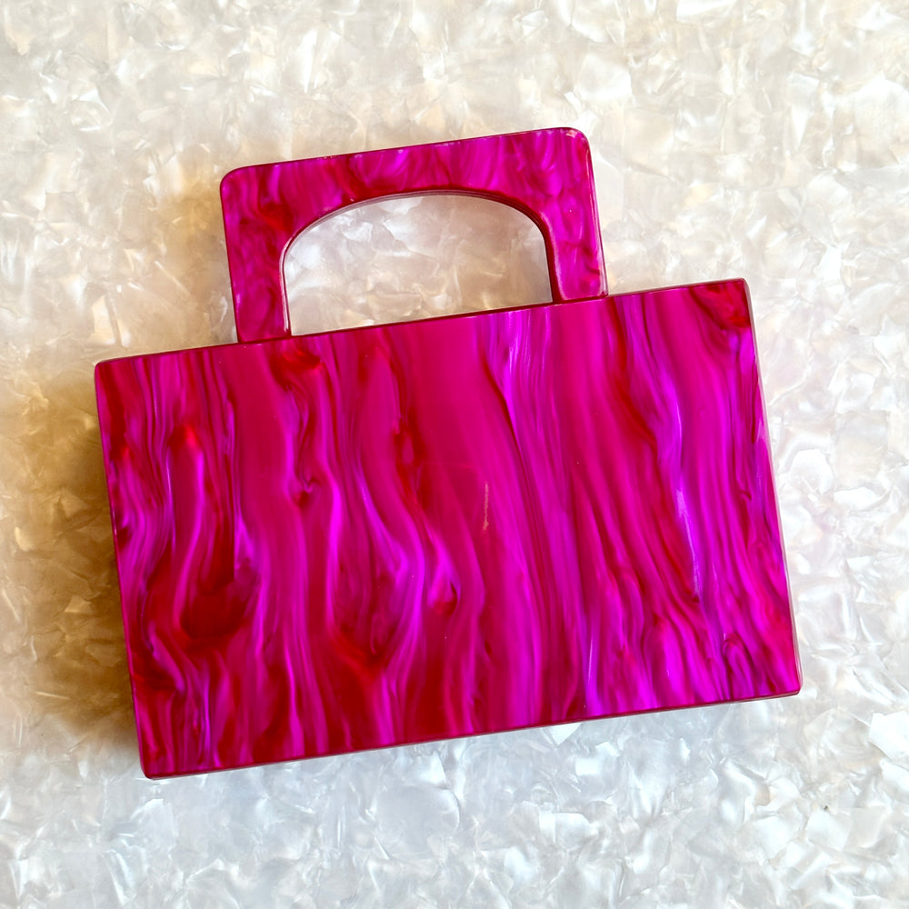 Acrylic Party Box in Magenta with Handle