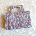 clutch purse with handle in purple acrylic