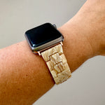 woman wearing Acrylic Apple Watch Band in Champagne beige