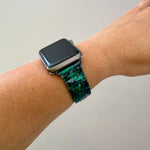 woman wearing Acrylic Apple Watch Band in Emerald Green