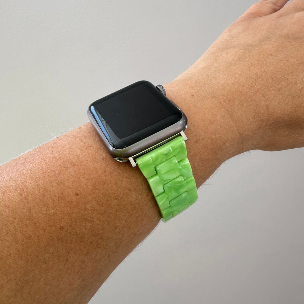 woman wearing Acrylic Apple Watch Band in Feelin' Just Lime Green