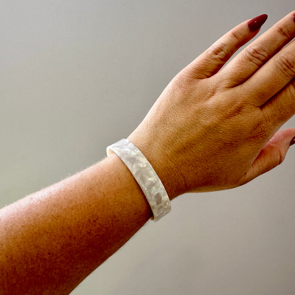 woman wearing Medium acrylic Cuff in White