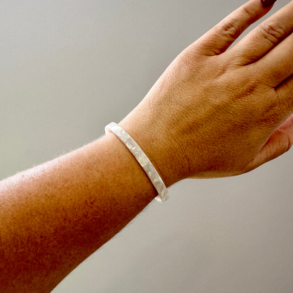 woman wearing Skinny acrylic Cuff in White