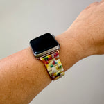 woman wearing acrylic Apple Watch Band in Light Multicolor