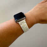 woman wearing acrylic Apple Watch Band in Opal