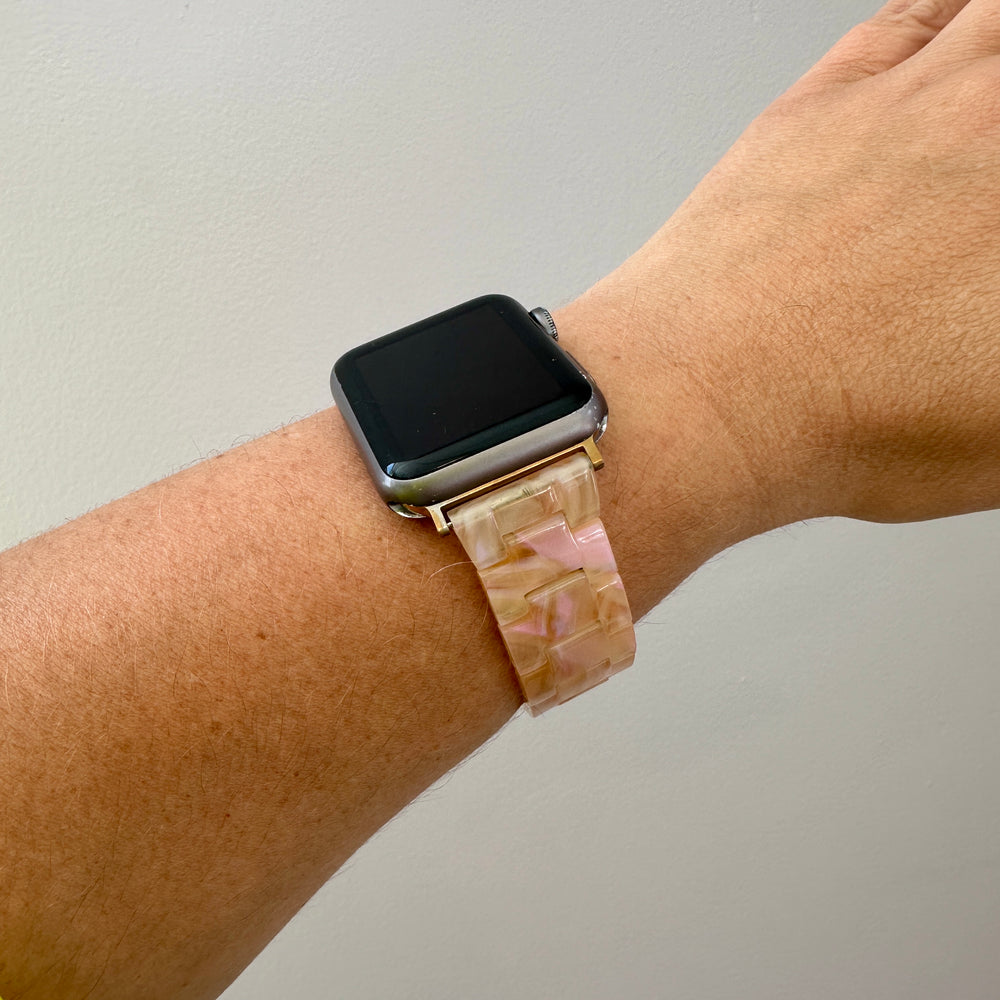 woman wearing acrylic Apple Watch Band in Orangesicle