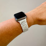 woman wearing acrylic Apple Watch Band in White