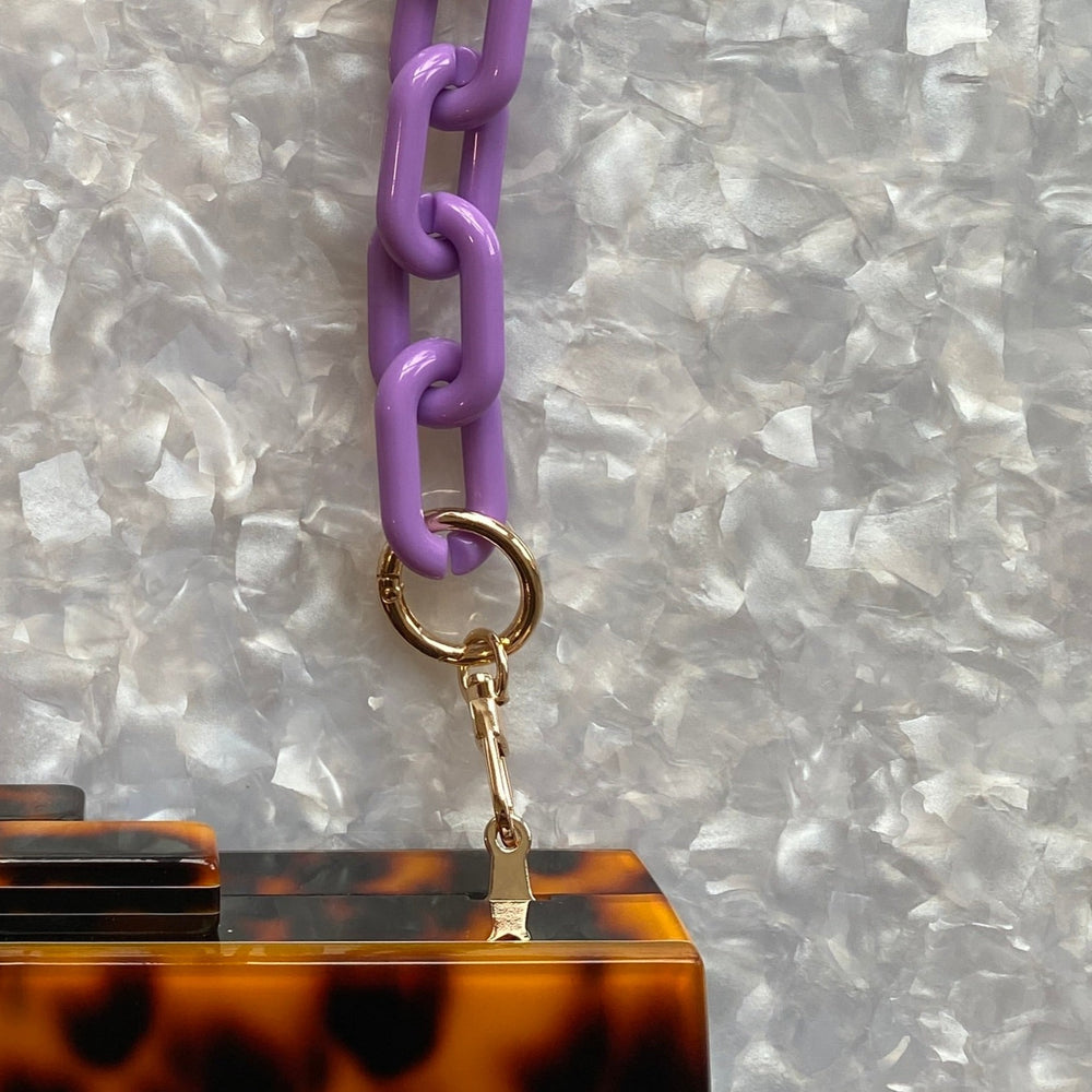 Acrylic Purse Strap in Lilac purple_close up