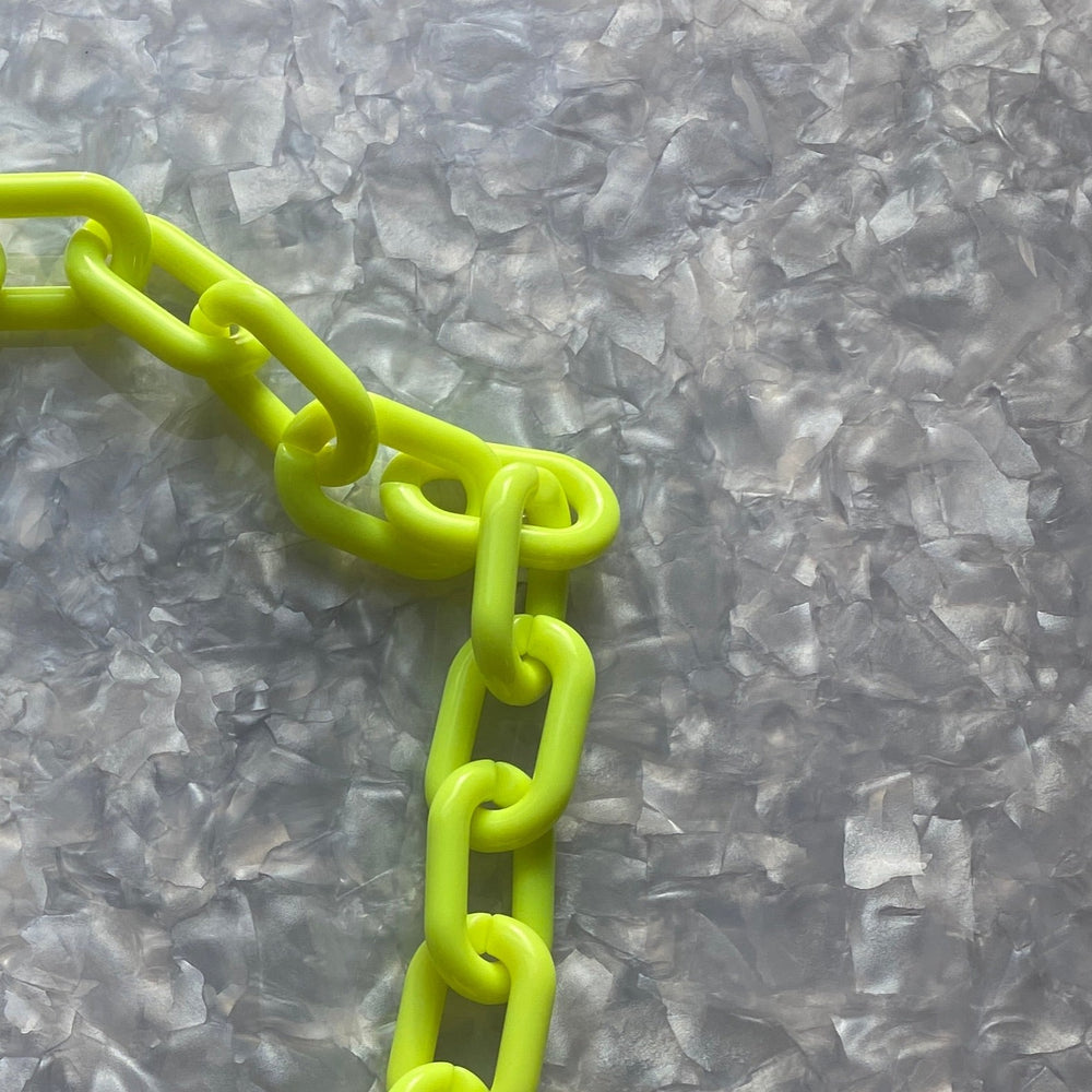 Acrylic Purse Strap in Neon Yellow_close up