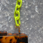 Acrylic Purse Strap in Neon Yellow_close up