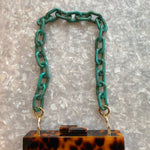 Chain Link Short Acrylic Purse Strap in Turquoise