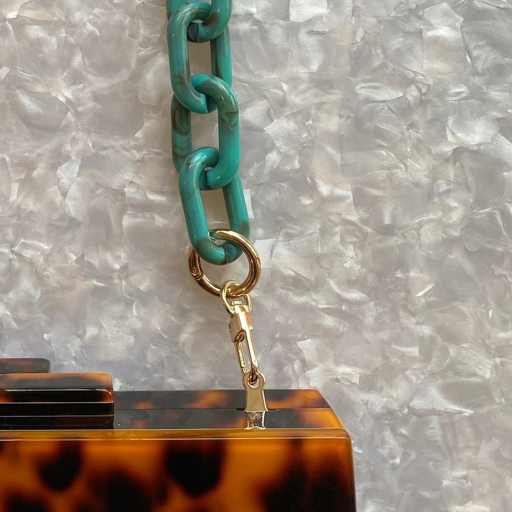 Acrylic Purse Strap in Turquoise_close up