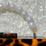 Beaded acrylic Purse Handle in White_close up