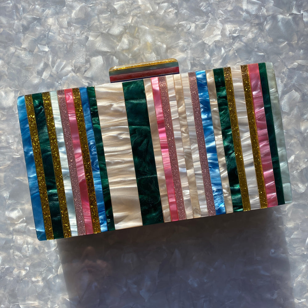 Acrylic Party Box in Multicolor Stripe