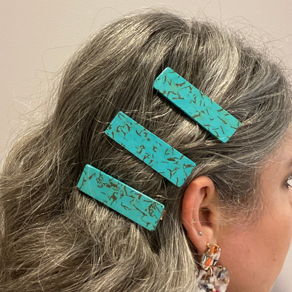 Hair Clip Trio in Turquoise