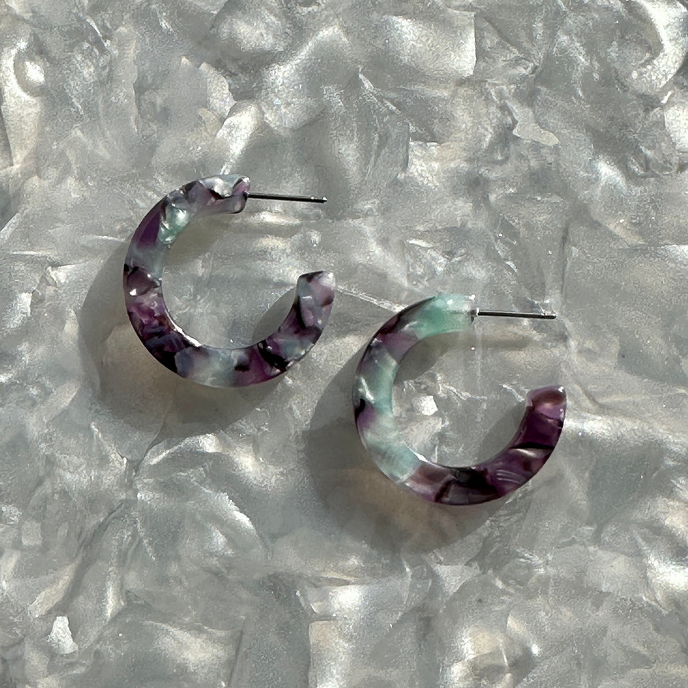 Mini Hoop Earrings in Purple and Blue