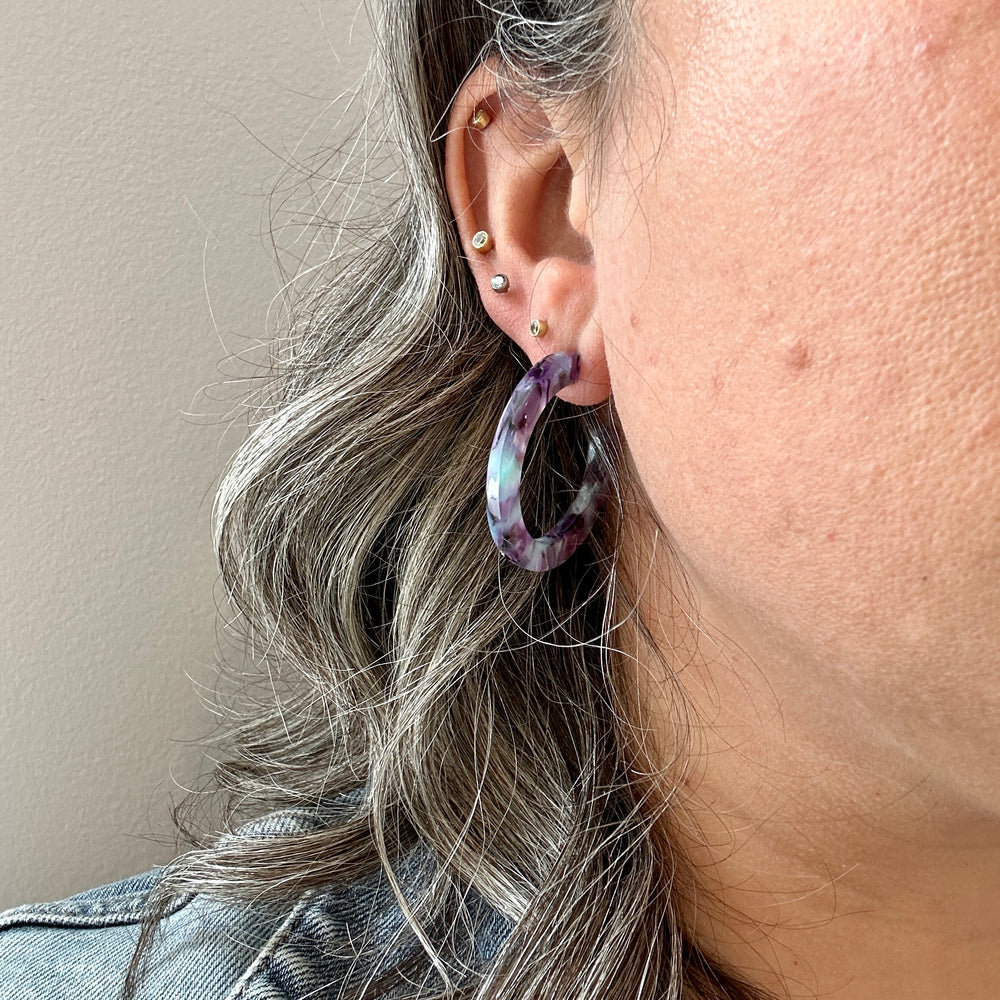 Hoop Earrings in Purple and Blue