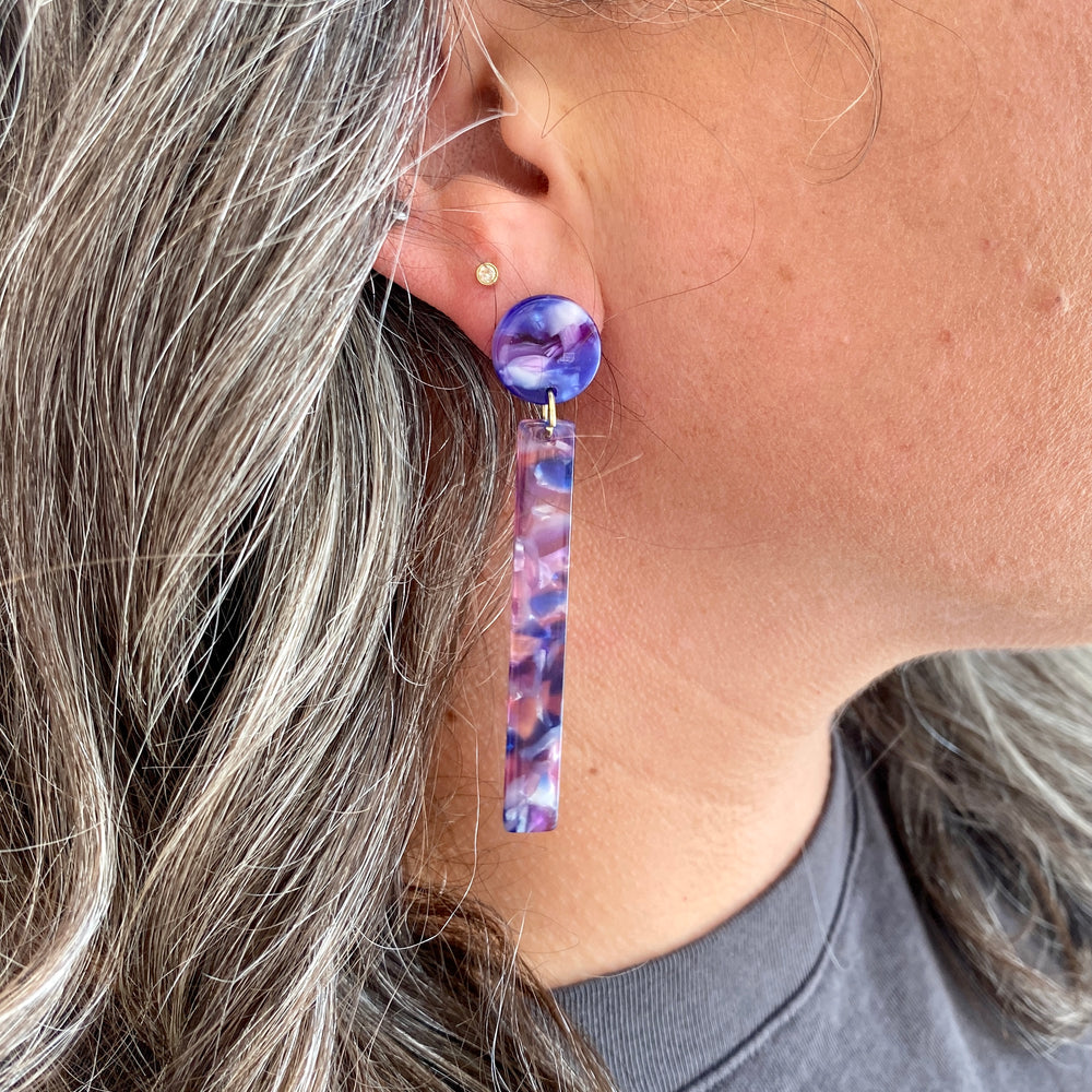 Matchstick Drop Earrings in Purple