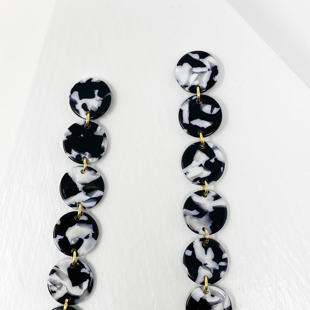 Mini Dot Drop Earrings in Black and White