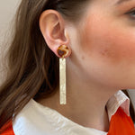 Matchstick Drop Earrings in Cream and Brown