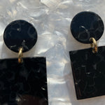 Square Drop Earrings in Black