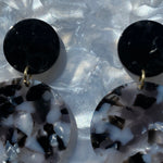 Circle Drop Earrings in Black and White