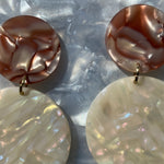 Circle Drop Earrings in Iridescent Cream