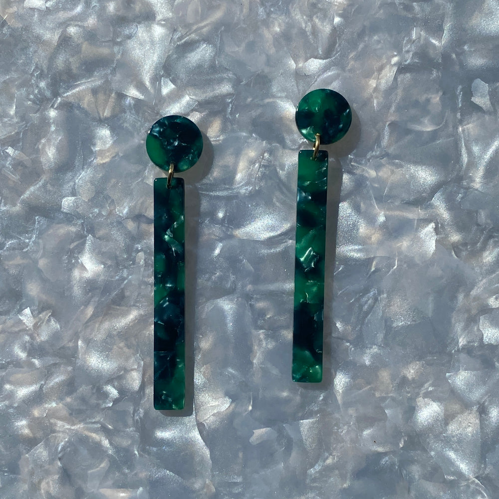 Matchstick Drop Earrings in Emerald Green