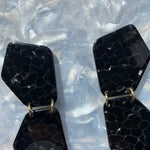 Double Shield Drop Earrings in Black
