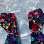 Double Shield Drop Earrings in Multicolor
