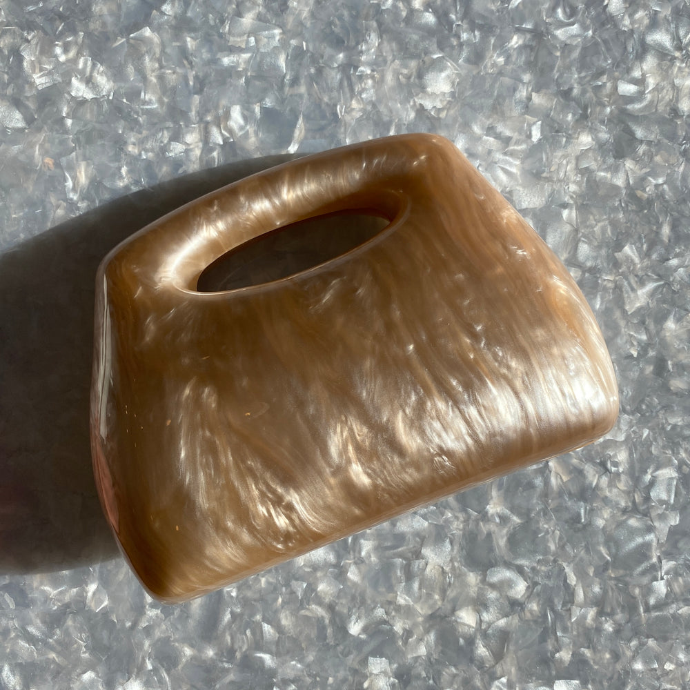 Acrylic Mod Clutch in Pearly Beige