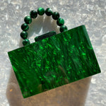 Acrylic Party Box in Emerald Green with Beaded Handle