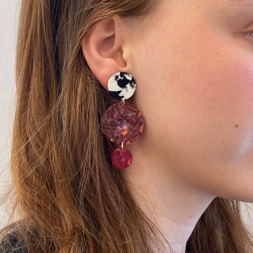 Dot Drop Earrings in Cranberry